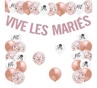 VIVE Les MARIÉS Or Rose Just Married Decoration, Mr & Mrs Mariage Bannière Ballon, Déco Fiançailles