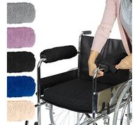 Vive Lot de 2 housses d'accoudoir de fauteuil roulant - Coussin en mousse à mémoire de forme en peau de mouton pour chaise de bureau et de transport - Coussin de soutien doux pour accoudoir rembourré,