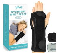 Vive Support de poignet pour canal carpien, tendinite, arthrite (main gauche ou droite) - Attelle de nuit - Coussin de compression pour homme, femme, athlétique (noir)