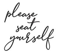Vivegate Décoration murale en métal « Please Seat Yourself » - 40,6 x 40,6 cm - Noir - Moderne - Inscription « Please Seat Yourself » - Pour salle de bain