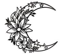 Vivegate Grand panneau mural en métal à suspendre avec phases de lune et d'étoiles pour chambre à coucher - 35,6 x 34 cm - Noir