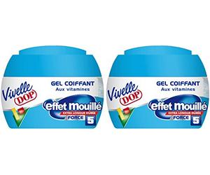 VIVELLE DOP - Gel Coiffant aux Vitamines Effet Mouillé Force 5 Pour Homme - 150 ml - Lot de 2