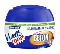 VIVELLE DOP - Gel coiffant Fixation Béton Force 9 aux Vitamines, Fixation Extra Forte, Pot 190mL - Lot De 3
