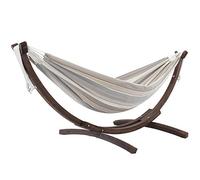 Vivere Double Hamac Sunbrella avec Solide support en Pin - Dove