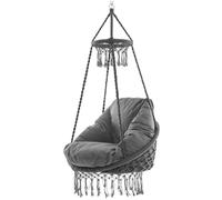 Vivere Europe Polyester Macrame Deluxe Chair with Fringe - Fog Grey