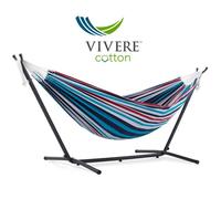Vivere Hamac Double avec Support Multicolore Bleu Denim 200 cm