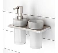 Viverso x add Distributeur de savon et gobelet porte-brosse à dents avec support mural double, VU9400XX+VU9500BN+VU5000XX+VA1401BN,