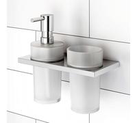 Viverso x add Distributeur de savon et gobelet porte-brosse à dents avec support mural double, VU9400XX+VU9500CR+VU5000XX+VA1401CR,