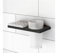 Viverso x add Gobelet porte-brosse à dents et insert en silicone avec support mural double, VU5000XX+VA1500XX+VA1401MB,