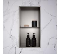 Viverso x wall Niche murale en acier inoxydable l: 300 mm H: 600 mm, avec cadre slim et tablette, VU9802BS,