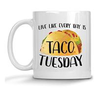Vivez Au Rythme Des Tacos Tous Les Jours Comme Si C'Était Mardi ! Tasse À Café Céramique Mug Avec Anse Tasse Pour Cuisine Travail Cacao 330Ml