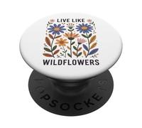 Vivez comme des Fleurs Sauvages - Groovy Saying Flowers Lover PopSockets PopGrip Adhésif