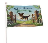? Vivez comme si quelqu'un avait laissé la porte ouverte ? Bannière décorative extérieure durable de 2 x 3 pieds, drapeaux de bienvenue pour patio, drapeaux de jardin de printemps
