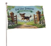 ? Vivez comme si quelqu'un avait laissé la porte ouverte ? Bannière décorative extérieure durable de 5 x 8 pieds, drapeaux de bienvenue pour patio, drapeaux de jardin de printemps