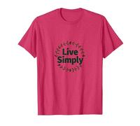 Vivez Simplement : Couronne Naturelle Minimaliste inspirante T-Shirt, Homme, Rouge chiné, L