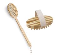 Vivezen - Brosse de massage et de drainage, anti-cellulite en bambou 42 cm avec manche amovible et poignée de maintien