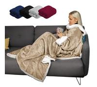 Vivezen - Couverture polaire, plaid intégral avec manches et poche - 140 x 210 cm - Sherpa et flanelle - Adulte - Plusieurs coloris
