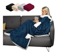 Vivezen - Couverture polaire, plaid intégral avec manches et poche - 140 x 210 cm - Sherpa et flanelle - Adulte - Plusieurs coloris