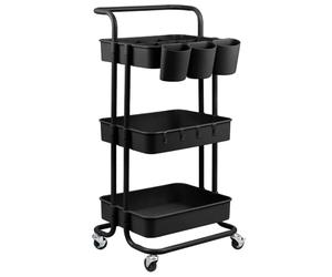 Vivezen - Desserte, Chariot de Rangement à roulettes avec poignée - 3 étagères - 2 Coloris Disponibles