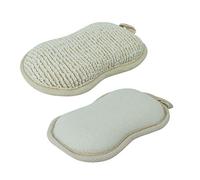 Vivezen - Éponge exfoliante et nettoyante en fibre de bambou double face 16 x 10 x 3 cm