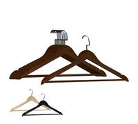 Lot de 20 cintres 44.5 cm pour vêtements adulte premium + avec crochet pivotant à 360° - Bois foncé - Vivezen Marron Foncé