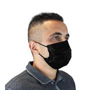 Lot de 50 masques chirurgicaux 3 plis jetables type II R - Noir