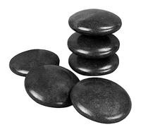 Vivezen - Lot de 6 pierres chaudes pour massage en basalte naturel poli - Ronde - M