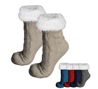 Vivezen - Paire De Chaussettes, Chaussons Polaires Mixtes - Taille 35-39 - Beige