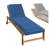 Vivezen - Serviette de Plage à Rabat pour transat de Bain, 100% Coton - 75 x 200 cm - 3 Coloris