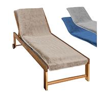Vivezen - Serviette de Plage à Rabat pour transat de Bain, 100% Coton - 75 x 200 cm - 3 Coloris