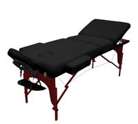 Vivezen - Table de Massage 15 cm Pliante 3 Zones en Bois foncé avec Panneau Reiki + Accessoires et Housse de Transport - Noir