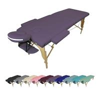 Vivezen - Table de Massage Pliante 2 Zones en Bois avec Panneau Reiki + Accessoires et Housse de Transport - Plusieurs Coloris