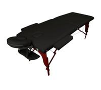 Vivezen - Table de Massage Pliante 2 Zones en Bois foncé avec Panneau Reiki + Accessoires et Housse de Transport - Noir