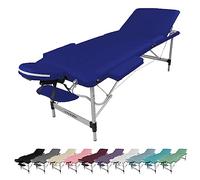 Vivezen Table de massage pliante 3 zones en aluminium + accessoires et housse de transport - Neuf coloris - Norme CE- BLEU AZUR