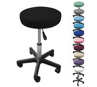 Vivezen Tabouret rond à roulettes réglable en hauteur 43.5–60.5 cm pivotable 360° Noir
