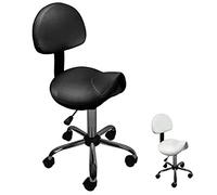 Vivezen - Tabouret ergonomique à roulettes avec dossier réglable en hauteur de 49 à 62 cm et pivotable à 360° - 2 coloris