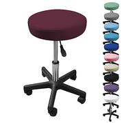 Tabouret rond à roulettes réglable en hauteur de 43.5 à 60.5 cm et pivotable à 360° - Prune -