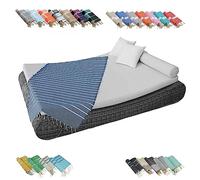 Vivezen - Véritable fouta Tunisienne 1m x 2m Tissage à Plat ou nid d'abeille 100% Coton 380g - 25 modèles au Choix