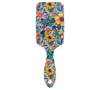 Vivi Brosse à cheveux colorée avec fleurs et feuilles conçue pour le massage du cuir chevelu pour la croissance des cheveux avec poignée ergonomique pour cepillos para cabello