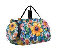 Vivi Sac de sport coloré avec compartiment à chaussures et feuilles pour garçons et filles