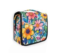 Vivi Trousse de maquillage de voyage avec crochet de suspension chic pour homme Motif fleurs et feuilles