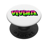 Vivian Graffiti Nom personnalisé Vert Rose Femmes Filles PopSockets PopGrip Adhésif