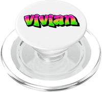 Vivian Graffiti Nom personnalisé Vert Rose Femmes Filles PopSockets PopGrip pour MagSafe