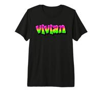 Vivian Graffiti Nom personnalisé Vert Rose Femmes Filles T-Shirt Haut de Gamme