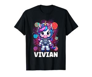 Vivian Unicorn Space Astronaute T-Shirt Graphique avec Valeur