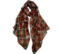 VIVIAN & VINCENT Écharpe de Noël douce et légère pour l'automne et l'hiver pour femmes et filles, Flocon de neige à carreaux bordeaux rouge et vert, taille unique