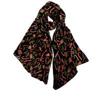 VIVIAN & VINCENT Écharpe de Noël douce et légère pour l'automne et l'hiver pour femmes et filles, Sucre d'orge noire, arbres de Noël et poinsettia, taille unique