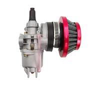 Viviance Carburateur Carb Carby + Acier 44mm Filtre à Air + Pile compatible avec 47cc 49cc Mini Moto Dirt Pocket Bike ATV Quad Go Kart Minimoto - Filtre rouge