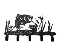 VIVICOMFY Patère en forme de poisson, décoration murale avec crochets pour manteaux, vêtements, clés, sac à dos, pour rangement, salon, couloir, bureau (noir)