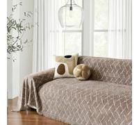 VIVICOZY Housse de Canapé avec Franges, Protege Canape Griffe Chat, Sable | Couvre Canapé et Lavable en Chenille, Protection de Canapé 1/2/3 Places, Plaid Canapé Décoratif Pour Salon,180x300cm